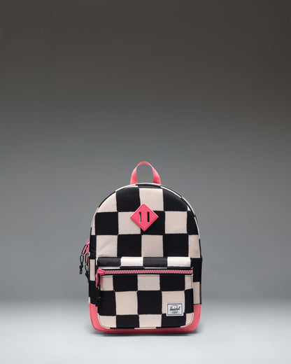 Herschel Heritage Kids Backpack in Check This Confetti, a colorful confetti pattern over a checkered background.