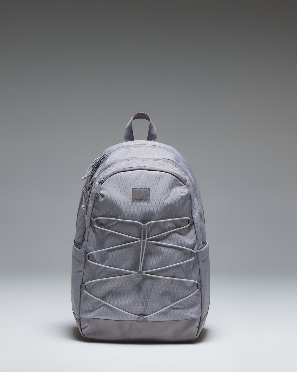 Herschel Kingston Backpack in Minimal Gray Diamond/Gray Ridge, featuring a clean design with patterned and solid gray fabric panels.