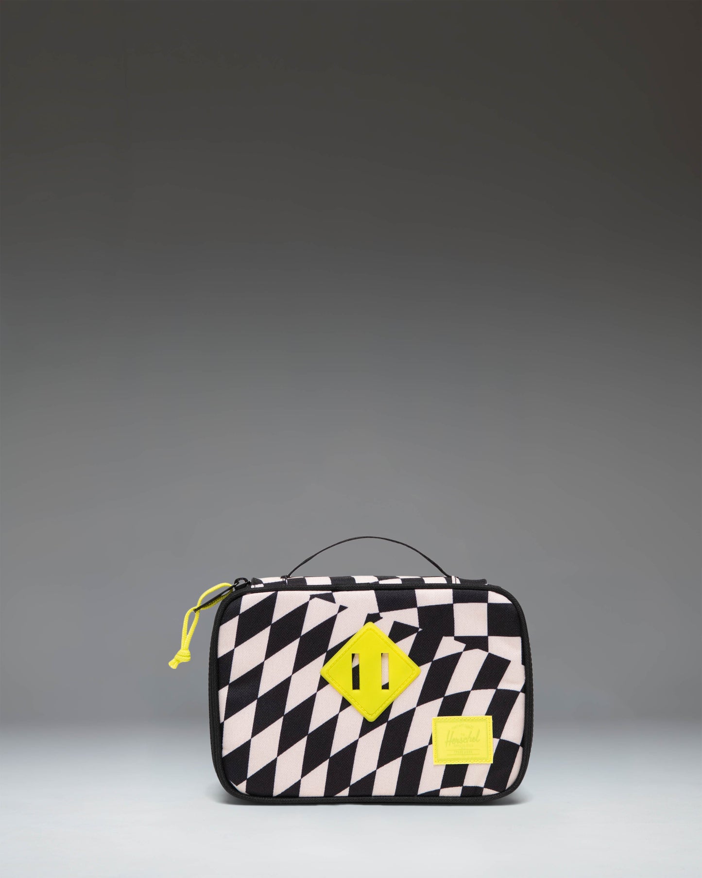 Herschel Heritage Pencil Case Little Herschel in Warp Check, a black and white checkered pattern zippered pouch for school supplies.