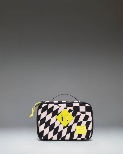 Herschel Heritage Pencil Case Little Herschel in Warp Check, a black and white checkered pattern zippered pouch for school supplies.
