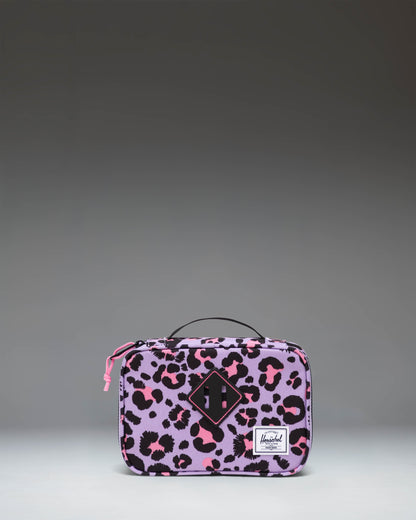 Herschel Heritage Pencil Case Little Herschel in Scribble Leopard Sachet Pink featuring a pink leopard print pattern.