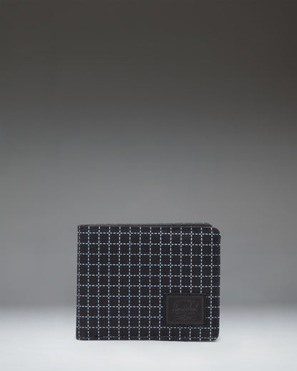 Herschel Supply Co. Roy Wallet in Grid Black/Black, a classic bi-fold wallet featuring a subtle grid pattern design.