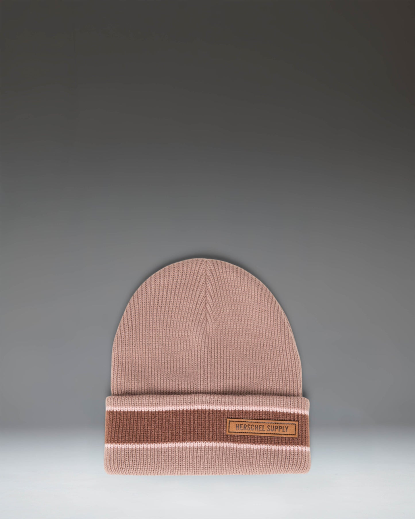 Herschel Supply Co. Elmer Ribbed Vintage Stripe beanie in Ash Rose.